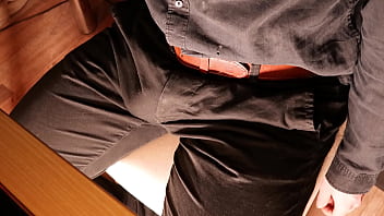 Preview 1 of Maon Hard - Horny at work! flashing cock under the table