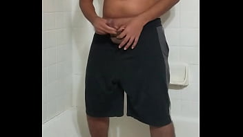 Preview 4 of Chris Strokes Yoga - Alan Prasad bathroom cumshot. Desi boy jerks off for pleasureprinciple. Handsome hunk shows his body and masturbates