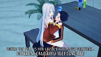Preview 4 of Indian Bf Hindi Video Pale - Rezero hentai : Echidna and Subaru having fun at the beach