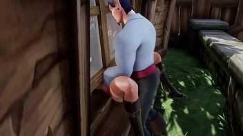 Preview 4 of Holl Fack - Elf Thieve Stuck on a Window Whorecraft TOA