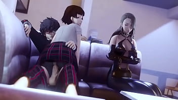 Preview 2 of Spermfrom The Pussy Hotcom - [amateurthrowaway] Makoto Niijima rides Akira while Sae watches