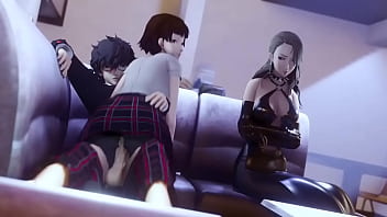 Preview 1 of Spermfrom The Pussy Hotcom - [amateurthrowaway] Makoto Niijima rides Akira while Sae watches