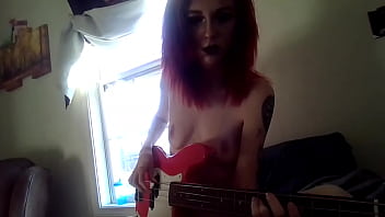 Preview 3 of 2 Sal Ki Ladki Ka Chudai - MellTheMilf Plays Bass Guitar Naked with Nipples laying on my Bass