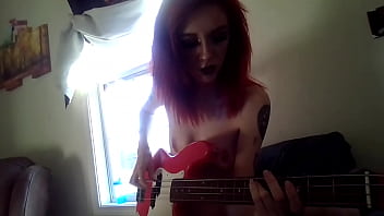 Preview 1 of 2 Sal Ki Ladki Ka Chudai - MellTheMilf Plays Bass Guitar Naked with Nipples laying on my Bass