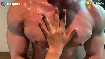 Preview 2 of Spybig Com - Ripped muscle asian guy oiled on his pecs nipple play