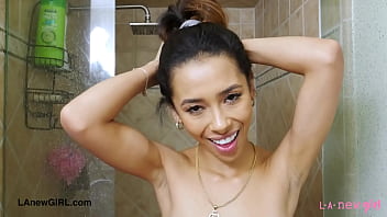 Preview 2 of Oil Dr - Stunning brunette model took a shower