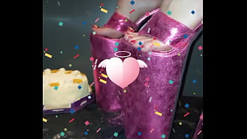 Preview 4 of Alicia Amira Titsjob - Lady L : Ultra extreme 14 inch/35 cm high heels crush cake (video short version)