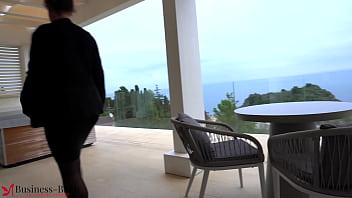 Preview 1 of Girl Pop Xxx - hot real estate business woman creampied public outdoor with ocean view,  businessbitch