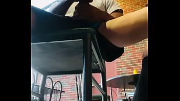 Preview 3 of Cum Inside Hairy Pussy - EddiebiggD jerking in restaurant