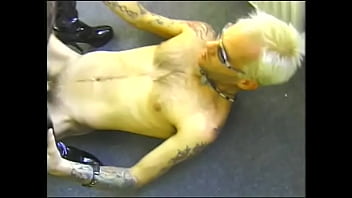 Preview 4 of Big Emma - A gorgeous blonde in high boots and a sexy fishnet masturbates pussy before passionate sex with a tattooed stallion