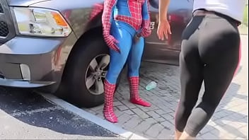 Preview 4 of 2018 Father Dugotar Sex - Spidey man  getting great blowjob outside
