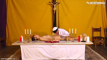 Preview 4 of Cap D Agde Nude Beach - Twink religious slut gets used and fucked by horny priest!