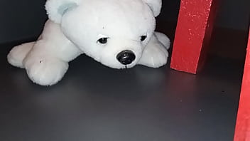 Preview 1 of Shemale Cumming Closeup - Geisha L red japanese Geta 25 cm high heels crush Toy bear (video short version)