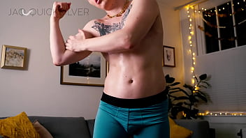 Preview 2 of Nicole Aniston - Muscular FtM Oiled,  Flexing,  and Stroking Big Clit - Jaq Quicksilver - Athletic trans twunk muscles body worship - with shiny oil,  hitachi