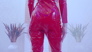 Preview 1 of Africans Xxnx - Exclusive show in latex! Blondie in a latex suit squirts and rides anal on a dildo!