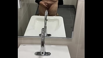Preview 1 of Big Boob Romance Porn - Masturbating in a public washroom