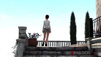 Preview 1 of Cheter Cry Mom - Horny hor brunette gets fucked hard by a midget outdoor