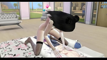 Preview 4 of Ava Addams Lesbian Kiss - Cute Japanese Girl Rides Her Body Pillow - Sims 4