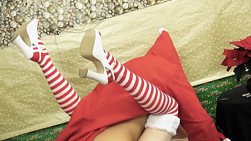 Preview 4 of Suck Jav - Miss Santa gets nailed and titty cummed
