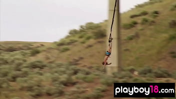 Preview 3 of Xxx Porn Sex Vedio - Stunning badass babe Austin Hughes and her GFs trying naked bungee jumping