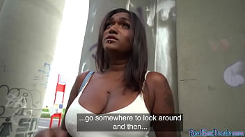 Preview 1 of Nidhi Agarwal X - Bigboobs Ebony publicly fucked for cash after POV blowjob