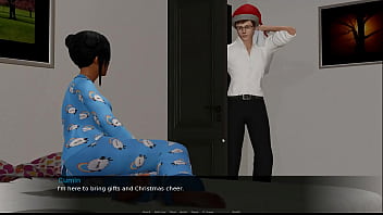 Preview 2 of Zatirka Shvov Svoimi Rukami O - The Headmaster&#039_s christmas eve [Christmas PornPlay Hentai game] Ep.1 sexy red bikini gift for a perfect ebony teen