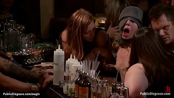Preview 4 of Artis Poen - Blonde squirter fingered in public bar