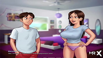 Preview 1 of Boy And Hi Sister - SummertimeSaga - Jerking Off On Parents Bed With Mature Woman&#039_s Panties E1 # 36