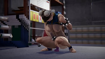 Preview 1 of Dad Daughter Massage Sex - Street Fighter - Chun-Li dildo riding and solo squirting masturbation