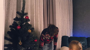 Preview 1 of Lavalava Gogaga - SEXY BLONDE DECORATED THE FIR-TREE WITH HER BOYFREND AND GIVEN HIM A QUALITY SUCK