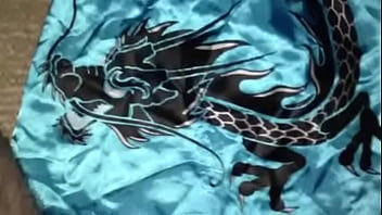 Preview 1 of Russian Making Kitty - Teal Dragon Geisha Dress
