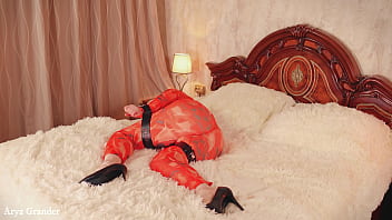 Preview 4 of Fucking Steps Is Hd - spandex sexual bondage MILF play gagged and horny blonde (Arya Grander)