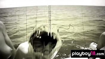 Preview 3 of Sunnylieonvedio Om - Petite naked badass babe Austin Hughes and her GFs trying deep sea fishing