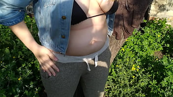 Preview 4 of Old Oman Hindi Adio Dawnlod Bf - Fast outdoor public  bareback sex with a big boobed blonde Milky Mari  ends as creampie!