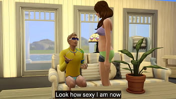 Preview 2 of Old Man And Sleeping Girl - step Brother and step sister after a swim in the pool