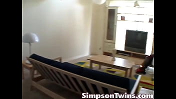 Preview 1 of Olga French Scat - Skinny tall twins the Simpson Twins masturbate side by side