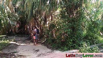 Preview 1 of Cartoon Pron Mom And Son - Secret spot for three amateur latin gays by the beach