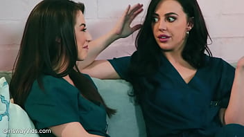 Preview 1 of Midget Tiny Big Cock - Two lesbian nurse kiss
