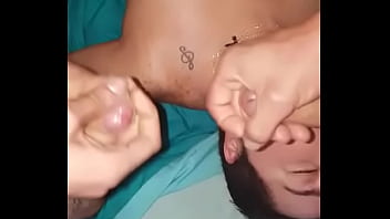Preview 2 of Wwe Kalee - Havanamadrid Bukake 3. Dos pollones me llenan la cara y la boca de leche.