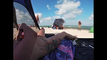 Preview 1 of New Video Hd Xxx 2018 C Indae - Exhibitionist Wife 511 - Mrs Kiss gives us her NUDE BEACH POV view of a VOYEUR JERKING OFF in front of her and several other men watching!