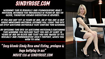 Preview 1 of Giant Buttplugd - Sexy blonde Sindy Rose anal fisting,  prolapse &amp_ huge buttplug in ass