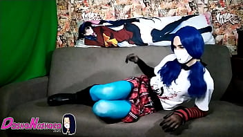 Preview 3 of Teacher Mia Malvona - DashaNoihara #32 - Femboy,  blue hair,  blue pantyhose,  leather boots and nylon gloves