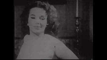 Preview 2 of Full Naked Anal - Vintage girl with natural tits strips on cam in 50s erotic movie