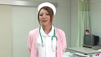 Preview 1 of 40 Years Old Ladey Sex - Japanese Teen Nurse seduce to Intense Orgasm with Hitachi Vibrator Stick at Hospital