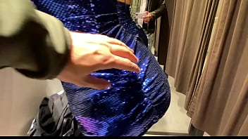Preview 2 of Females Saxy - Trying new clothes in Changing room in Mall with Cumshot on my big Boobs - Cock2squirt