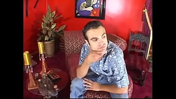 Preview 1 of Javanese Syow - Muscular stud inserts a naughty babe&#039_s big cock in his mouth and then fucks her in all positions on the couch