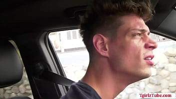 Preview 1 of Lesbian Suck Mom Milk - Horny dude barebacks TS hitch hikers ass