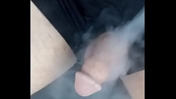 Preview 2 of Erect Clitoris - Blowing smoke at his cock