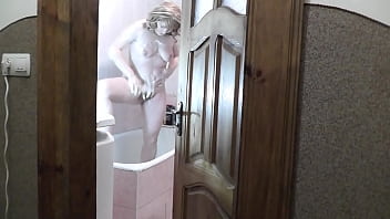 Preview 3 of A Son Forces Her Mom - Step daughter accepts shower,  step dad spy,  masturbates cock and cum under door bathroom. step Daddy