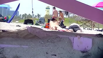 Preview 3 of Xxx For 30 Min - Exhibitionist Wife 63 - Tatiana teasing NUDE BEACH VOYEUR cocks while her hubby takes a nap!